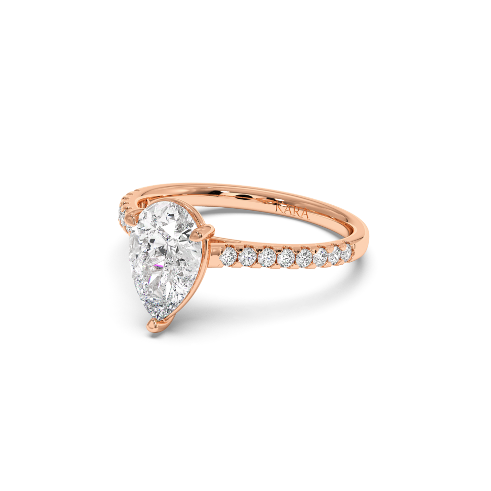 Inel de Logodna cu Diamant Central Pear Cut de 1.50ct si Diamante Laterale de 0.20ct