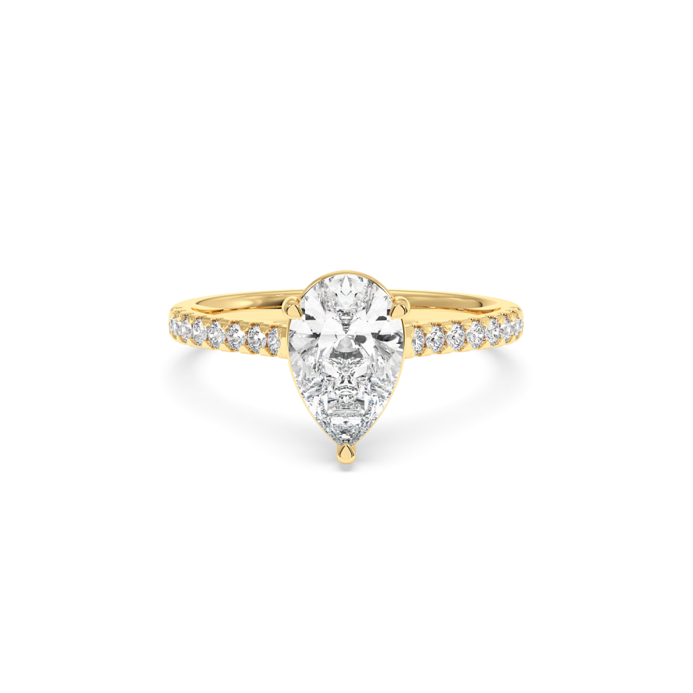 Inel de Logodna cu Diamant Central Pear Cut de 1.50ct si Diamante Laterale de 0.20ct