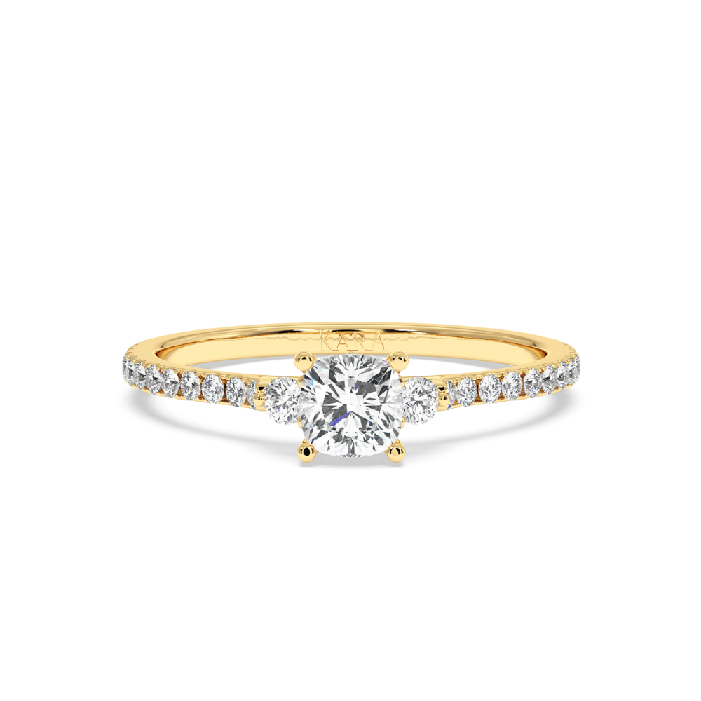 Inel de logodna cu Diamant Cushion de 0.50 ct si diamante laterale de 0.23 ct