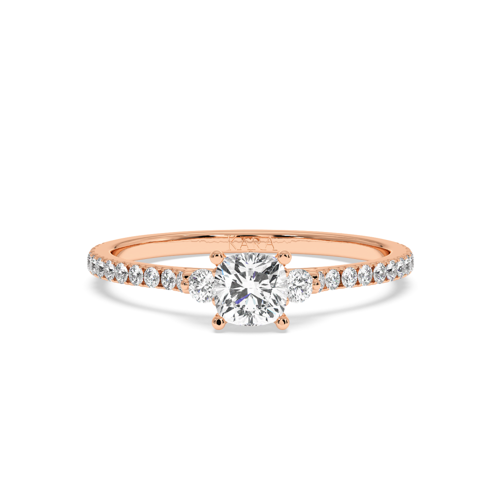 Inel de logodna cu Diamant Cushion de 0.50 ct si diamante laterale de 0.23 ct