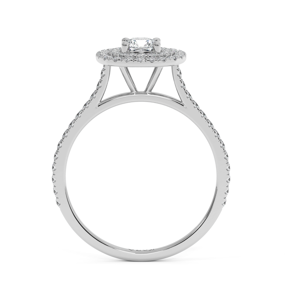 Inel de logodna cu Diamant Cushion de 0.50 ct si diamante laterale de 0.34 ct