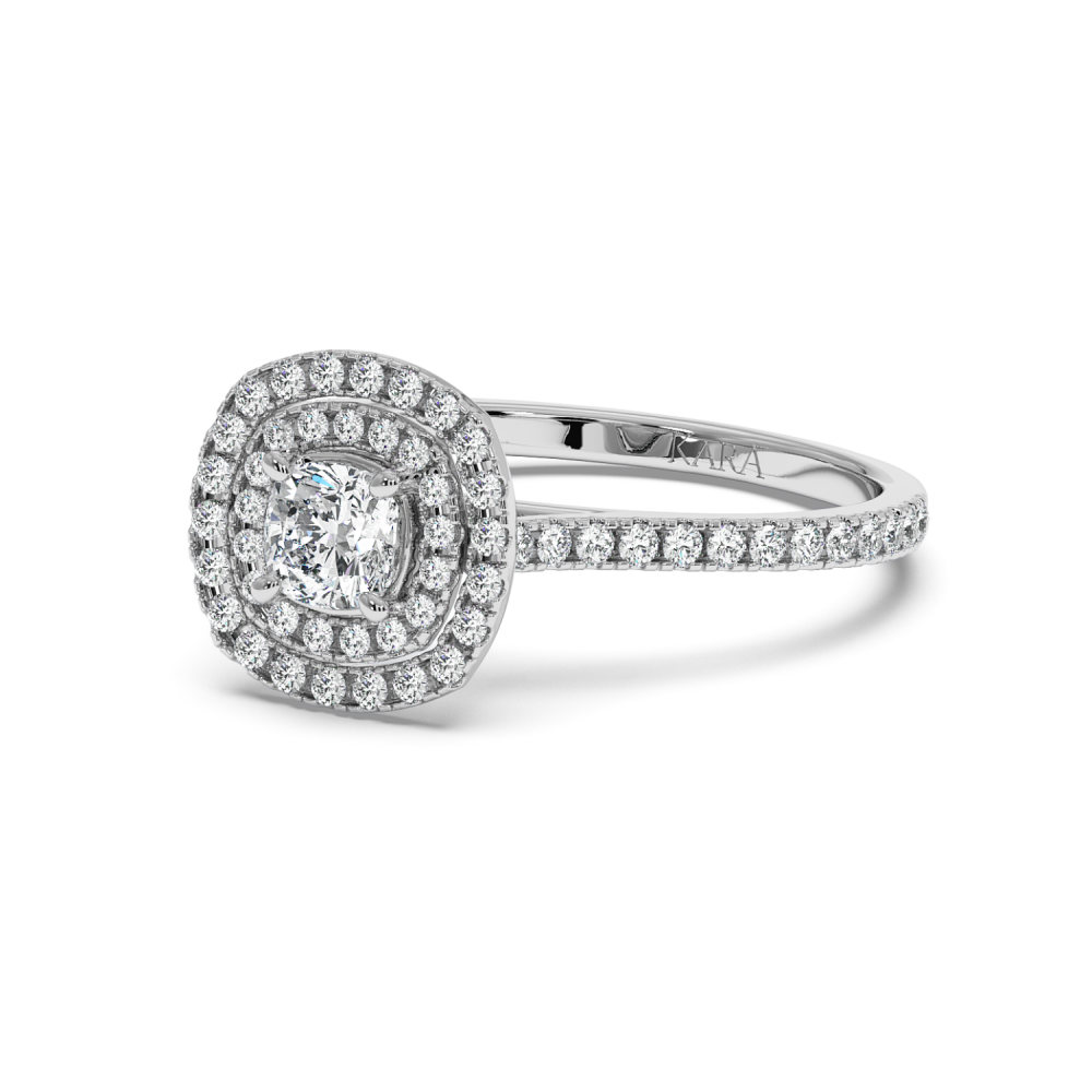 Inel de logodna cu Diamant Cushion de 0.50 ct si diamante laterale de 0.34 ct