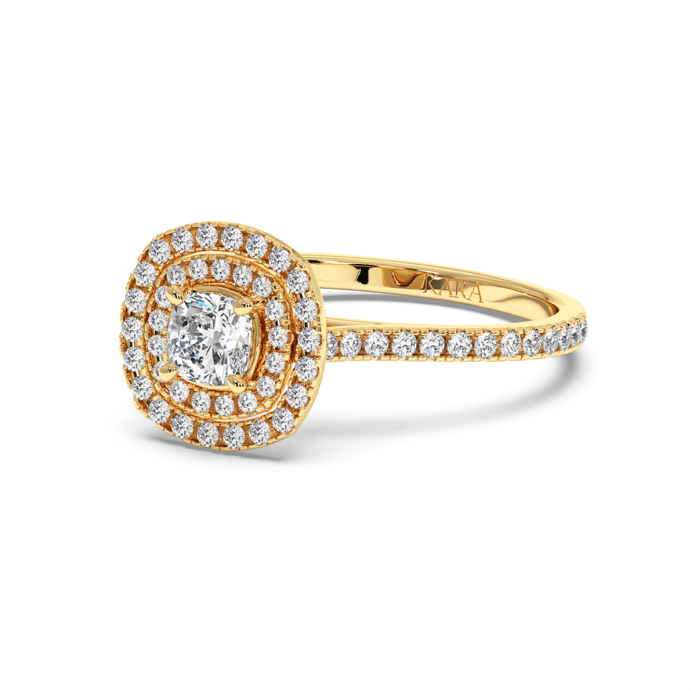 Inel de logodna cu Diamant Cushion de 0.50 ct si diamante laterale de 0.34 ct