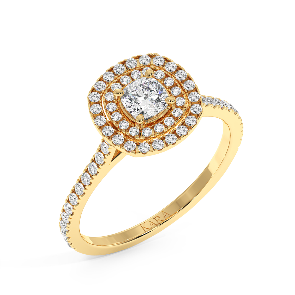 Inel de logodna cu Diamant Cushion de 0.50 ct si diamante laterale de 0.34 ct