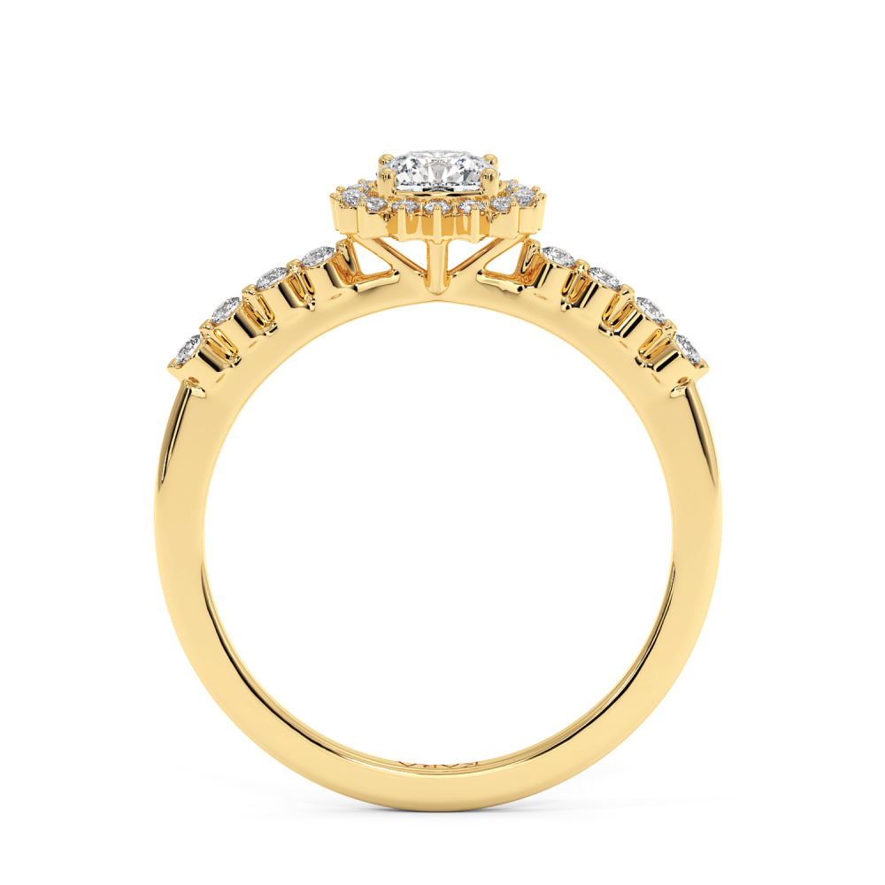 Inel de logodna cu Diamant Cushion de 0.51 ct si diamante laterale de 0.14 ct