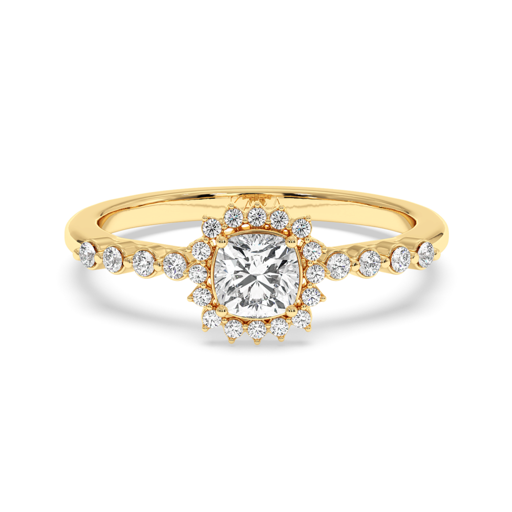 Inel de logodna cu Diamant Cushion de 0.51 ct si diamante laterale de 0.14 ct