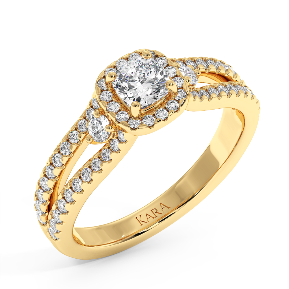 Inel de logodna cu Diamant Cushion de 0.47 ct si diamante laterale de 0.49 ct