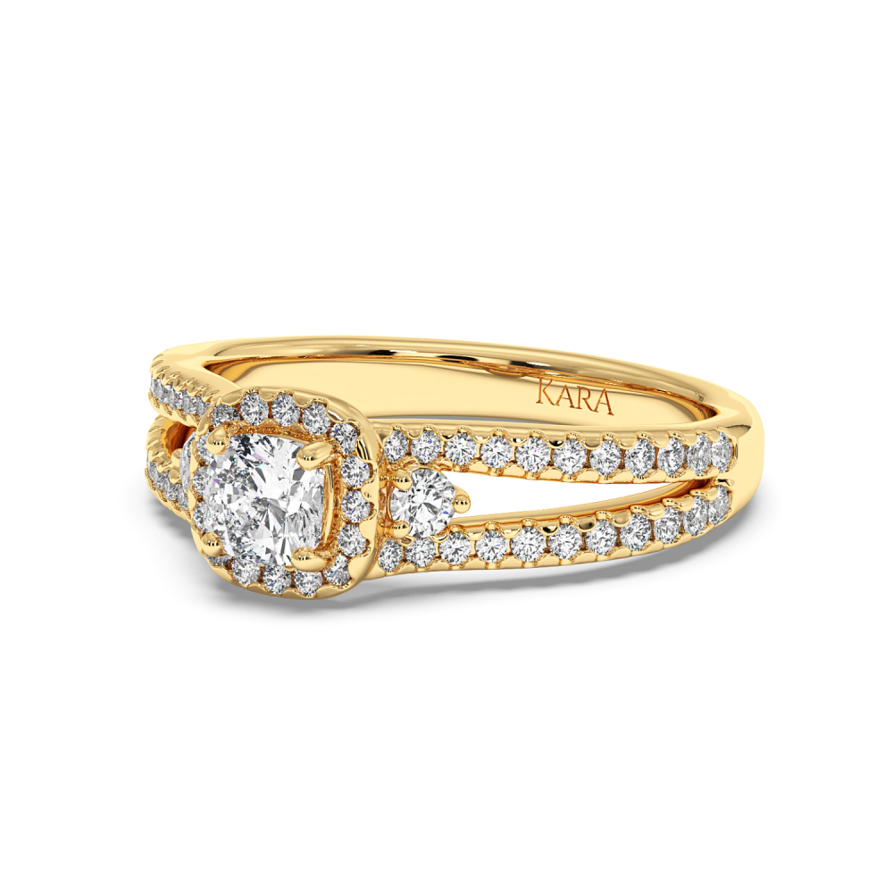 Inel de logodna cu Diamant Cushion de 0.47 ct si diamante laterale de 0.49 ct