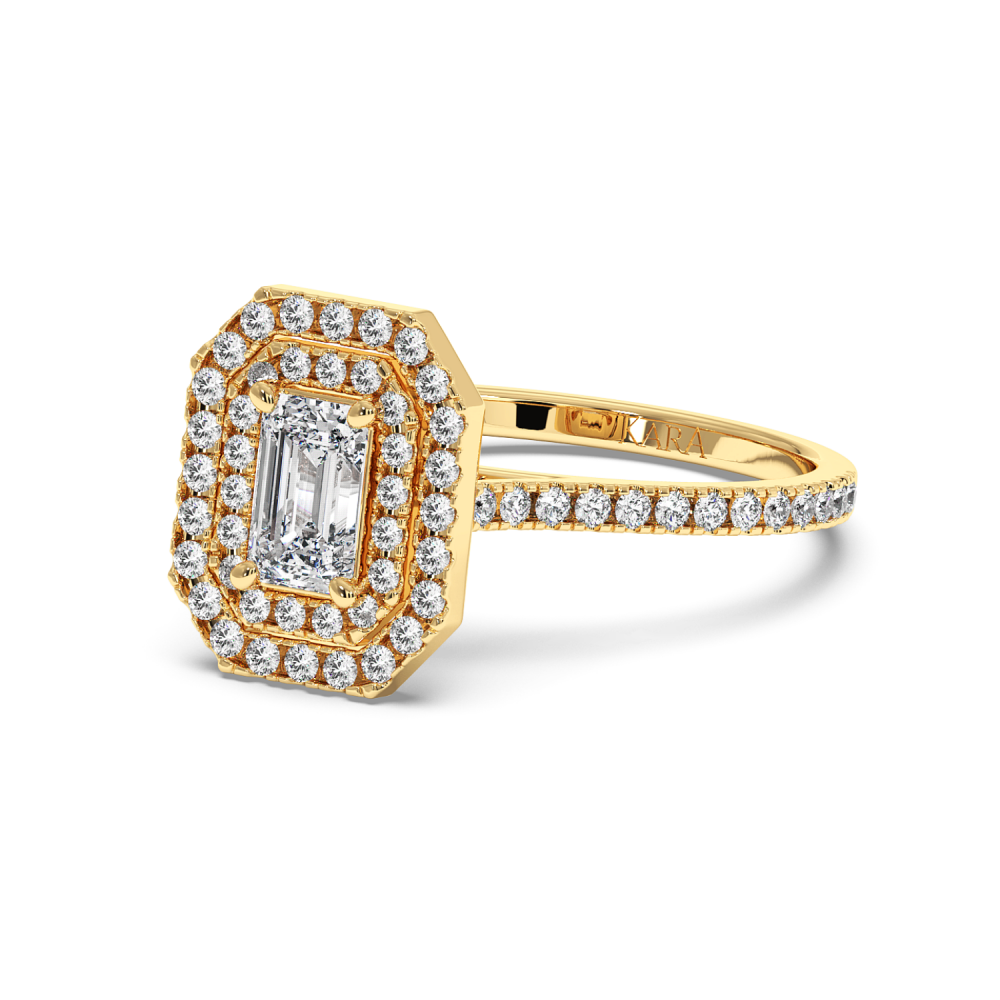 Inel de logodna cu Diamant Emerald de 0.50 ct si diamante laterale de 0.39 ct