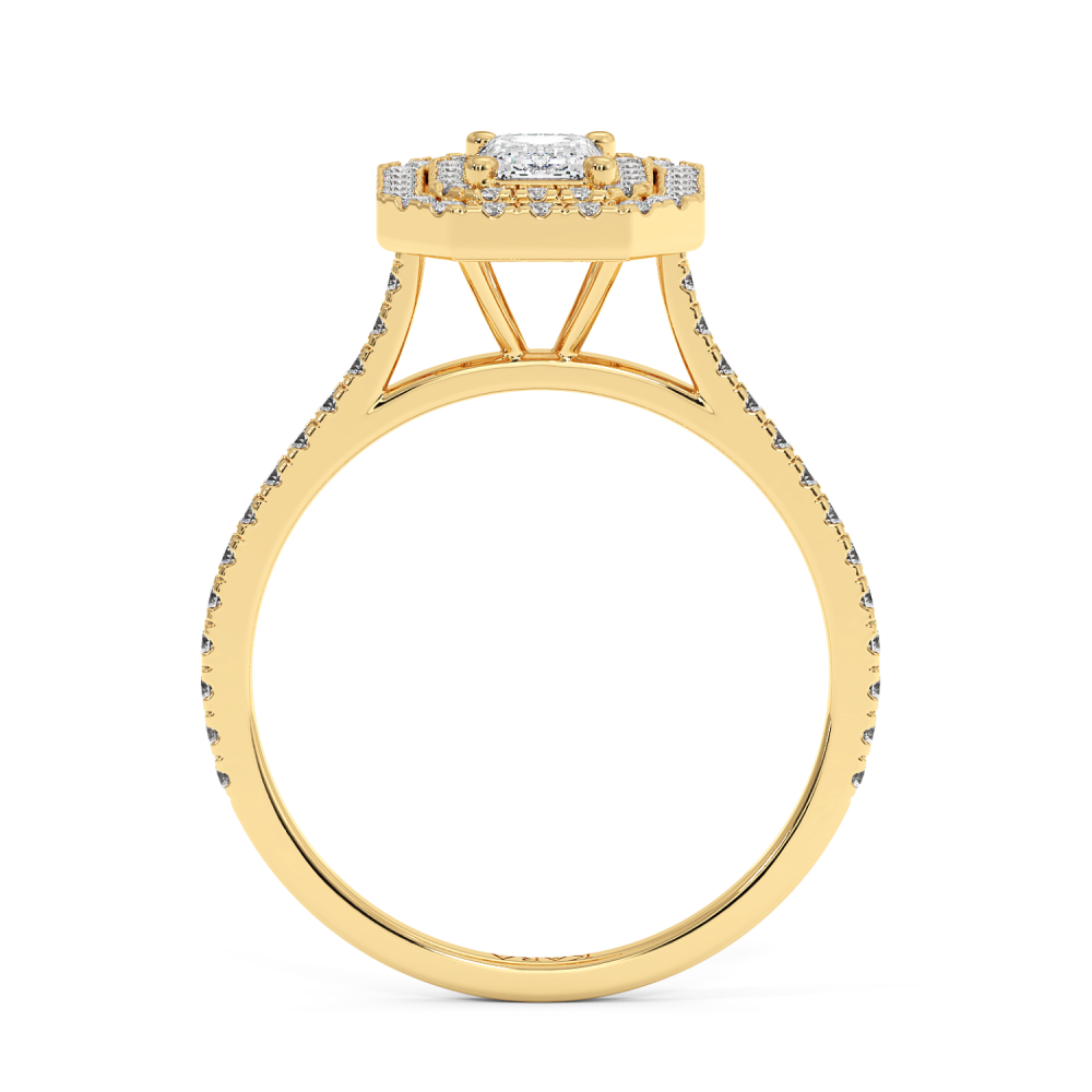 Inel de logodna cu Diamant Emerald de 0.50 ct si diamante laterale de 0.39 ct