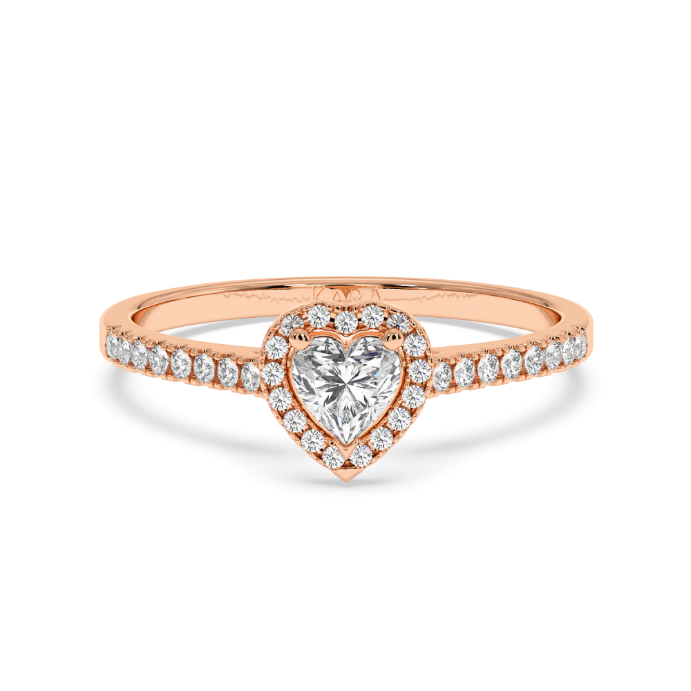 Inel de logodna cu Diamant Heart de 0.30 ct si diamante laterale de 0.17 ct