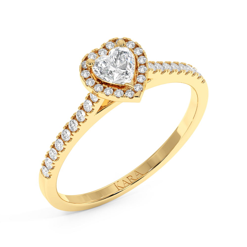 Inel de logodna cu Diamant Heart de 0.30 ct si diamante laterale de 0.17 ct