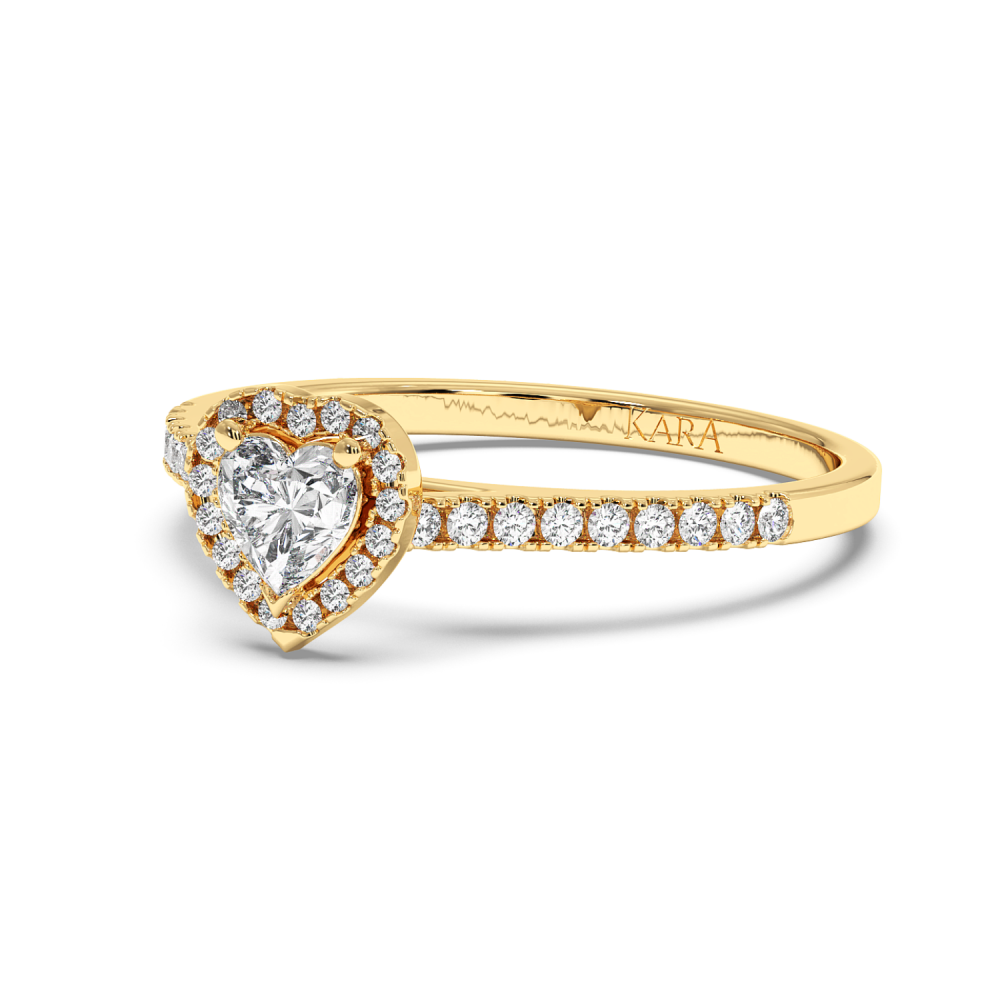 Inel de logodna cu Diamant Heart de 0.30 ct si diamante laterale de 0.17 ct