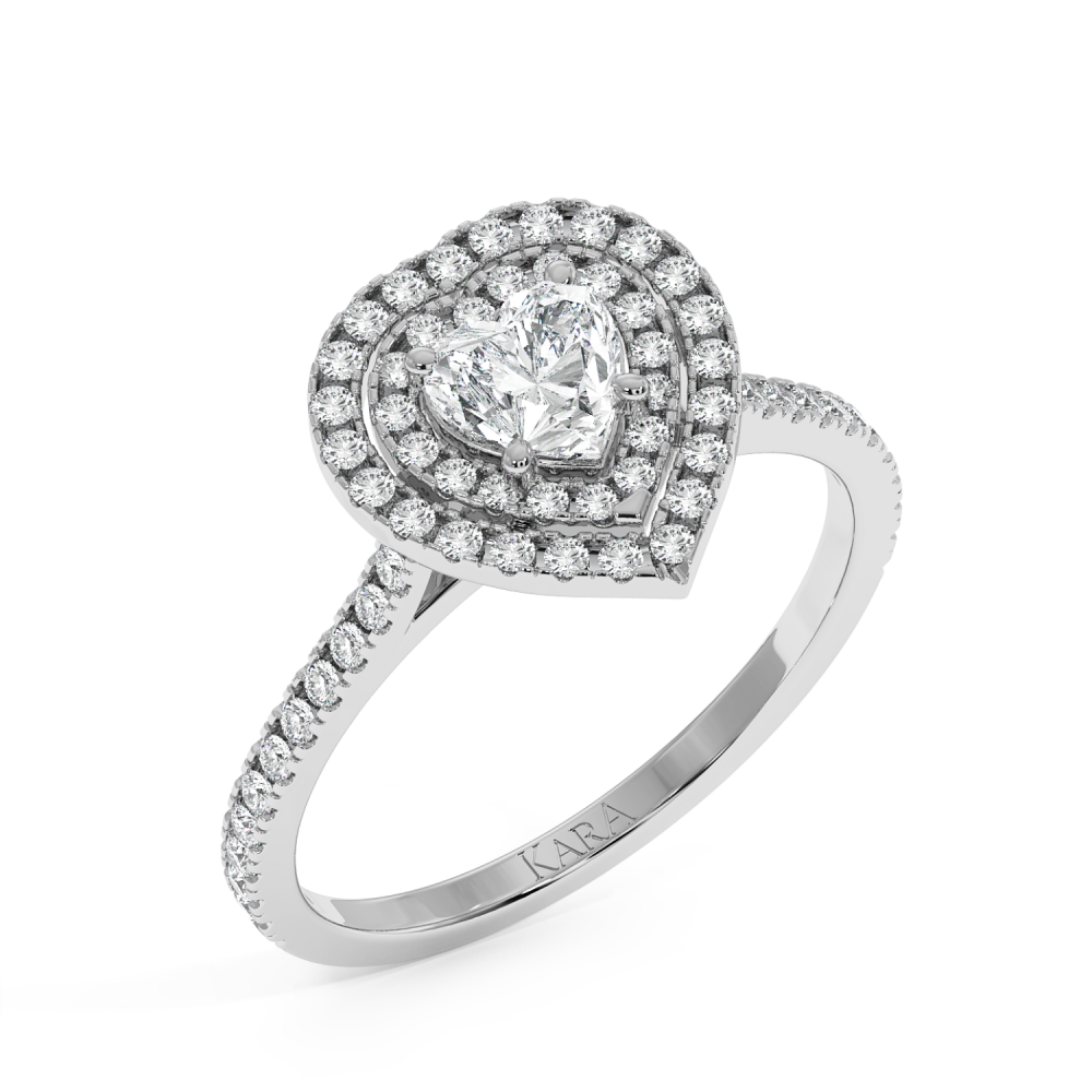 Inel de logodna cu Diamant Heart de 0.50 ct si diamante laterale de 0.36 ct