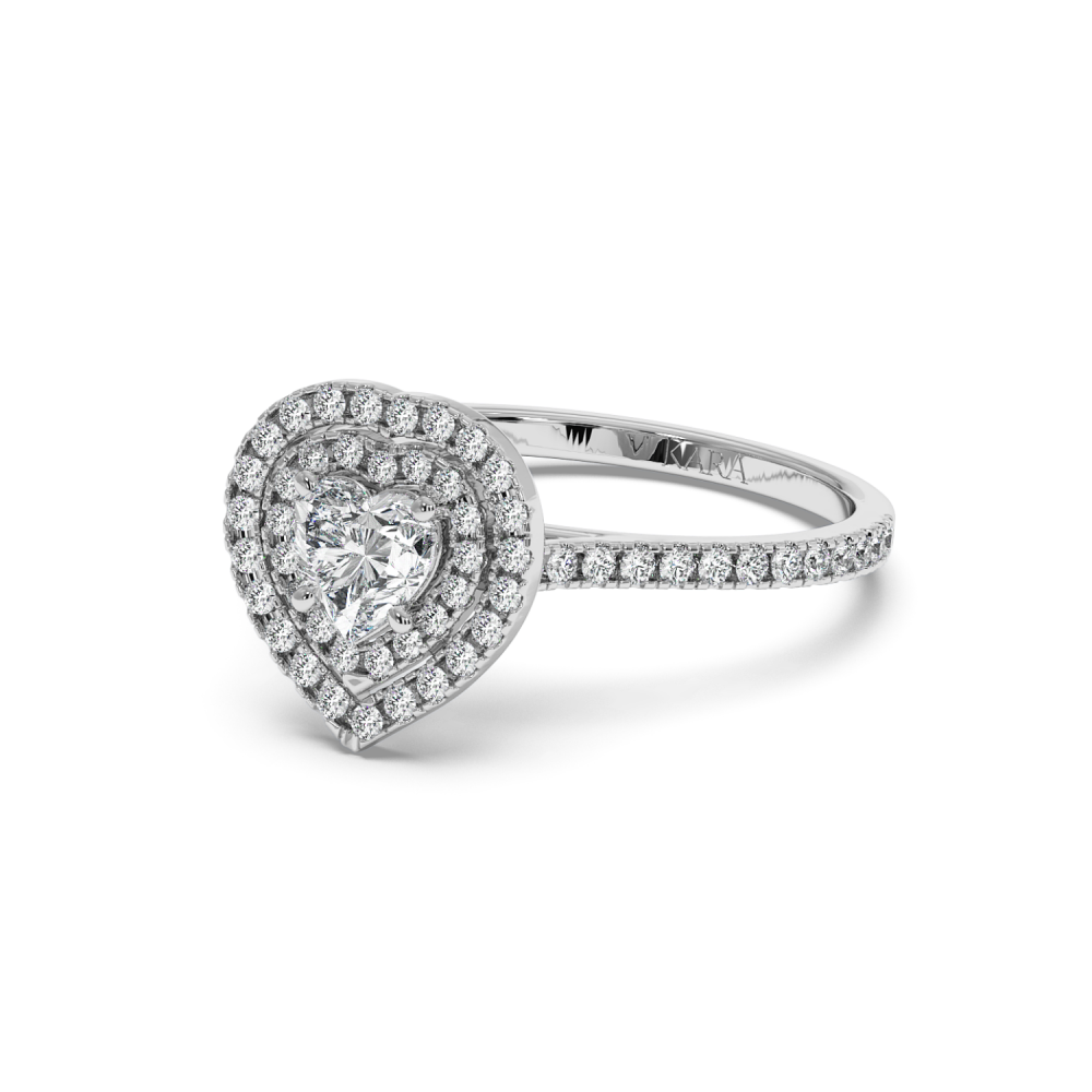 Inel de logodna cu Diamant Heart de 0.50 ct si diamante laterale de 0.36 ct