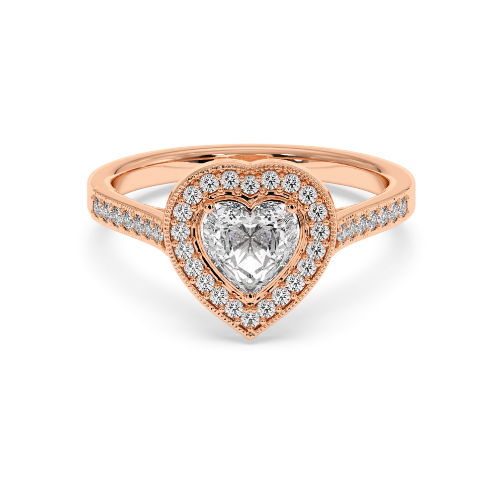 Inel de logodna cu Diamant Heart de 0.70 ct si diamante laterale de 0.25 ct