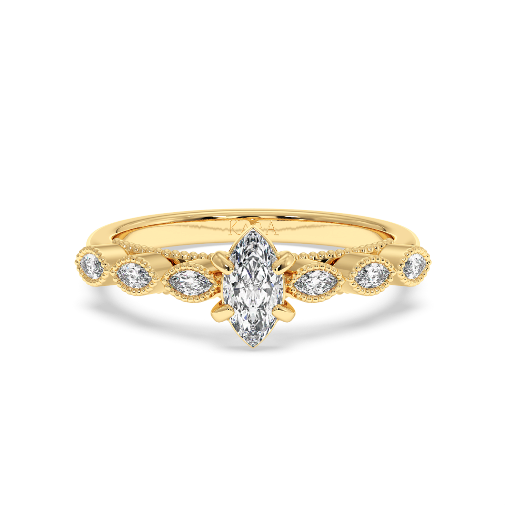 Inel de logodna cu Diamant Marquise de 0.30 ct si diamante laterale de 0.13 ct