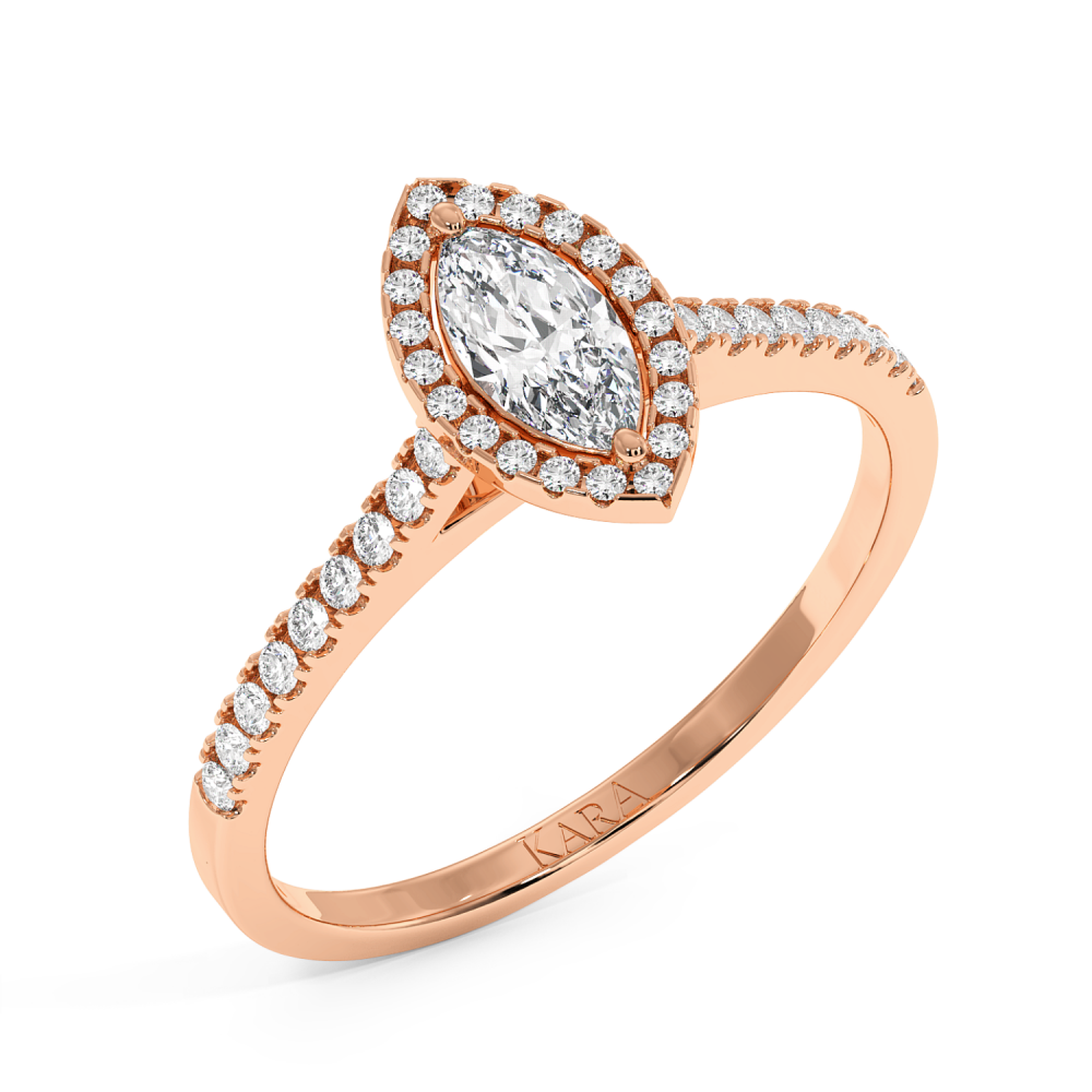 Inel de logodna cu Diamant Marquise de 0.30 ct si diamante laterale de 0.17 ct