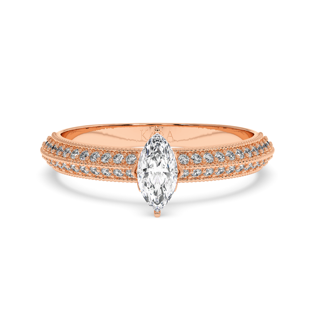 Inel de logodna cu Diamant Marquise de 0.30 ct si diamante laterale de 0.19 ct