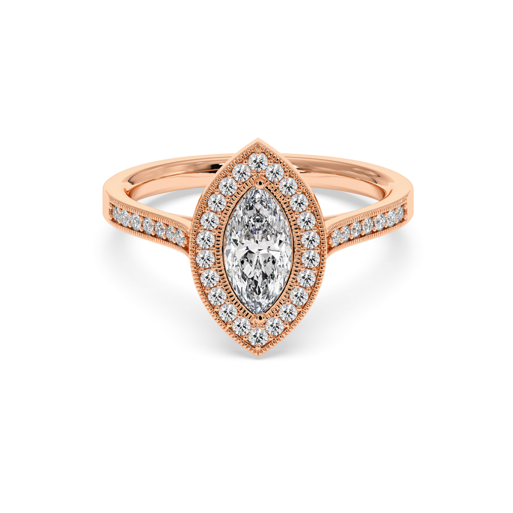 Inel de logodna cu Diamant Marquise de 0.71 ct si diamante laterale de 0.28 ct