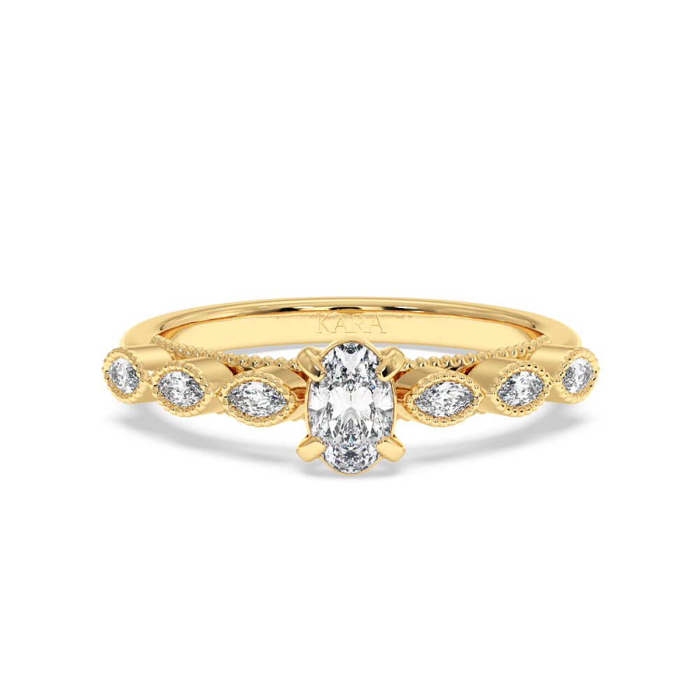 Inel de logodna cu Diamant Oval de 0.30 ct si diamante laterale de 0.13 ct