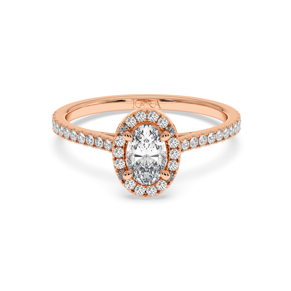 Inel de logodna cu Diamant Oval de 0.30 ct si diamante laterale de 0.23 ct