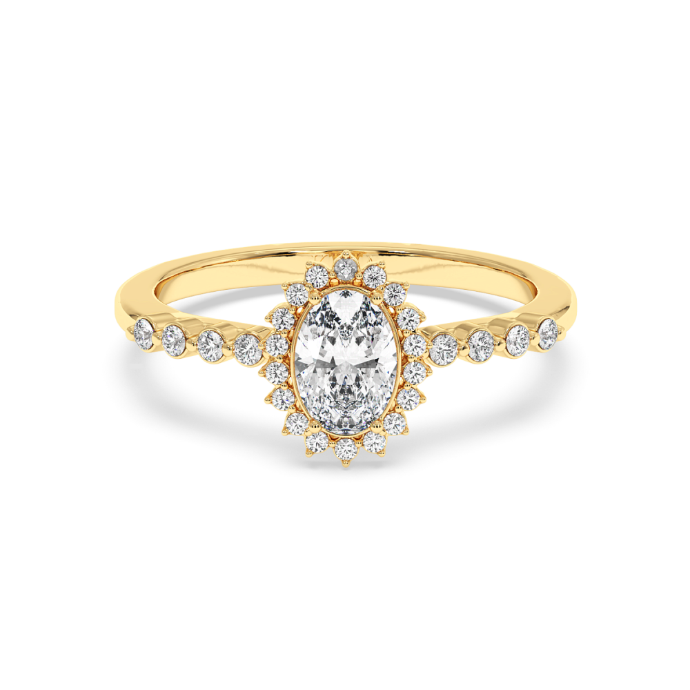 Inel de logodna cu Diamant Oval de 0.50 ct si diamante laterale de 0.15 ct