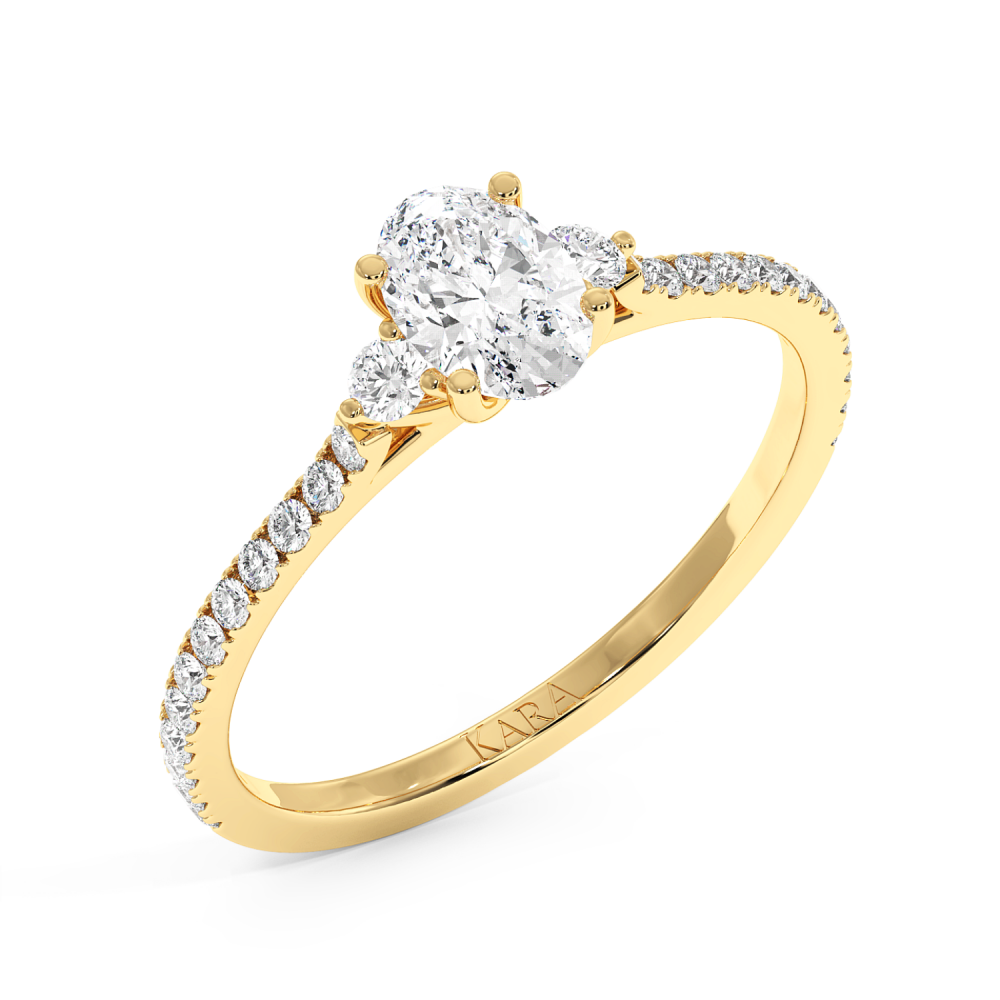 Inel de logodna cu Diamant Oval de 0.50 ct si diamante laterale de 0.23 ct