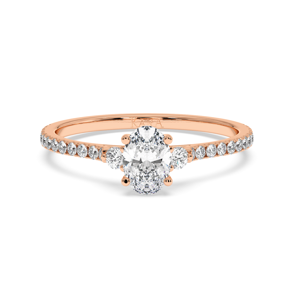 Inel de logodna cu Diamant Oval de 0.50 ct si diamante laterale de 0.23 ct