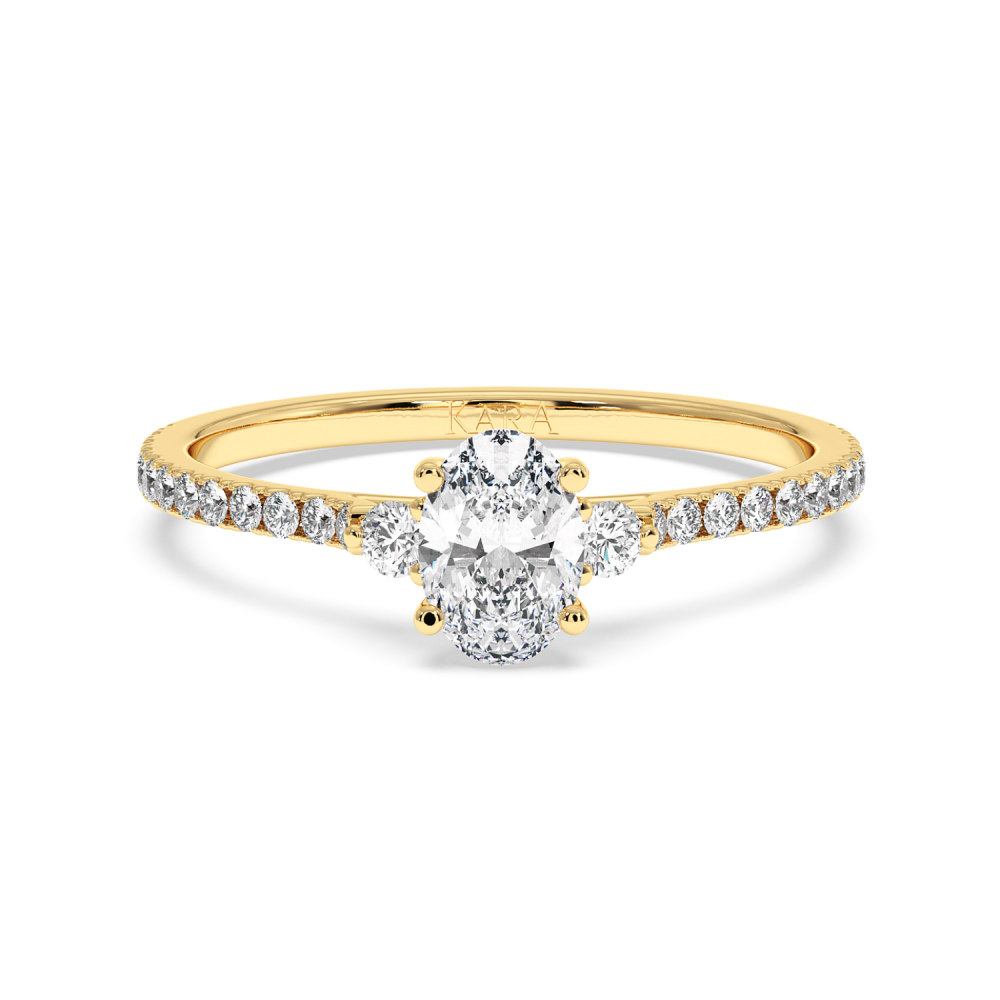 Inel de logodna cu Diamant Oval de 0.50 ct si diamante laterale de 0.23 ct