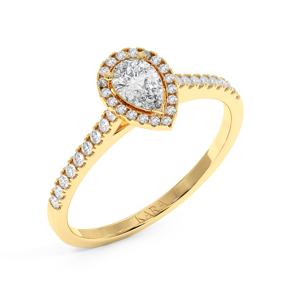 Inel de logodna cu Diamant Pear de 0.30 ct si diamante laterale de 0.17 ct