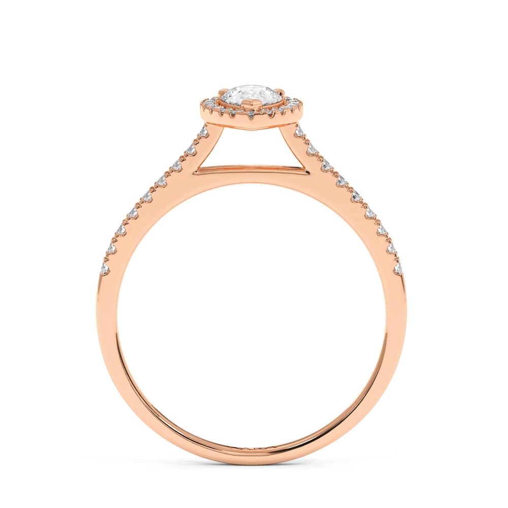 Inel de logodna cu Diamant Pear de 0.30 ct si diamante laterale de 0.17 ct