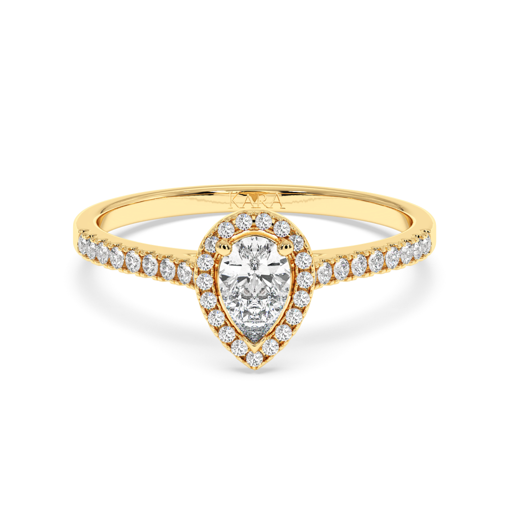 Inel de logodna cu Diamant Pear de 0.30 ct si diamante laterale de 0.17 ct