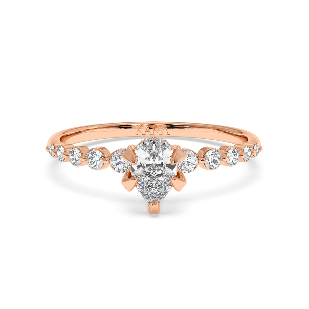 Inel de logodna cu Diamant Pear de 0.30 ct si diamante laterale de 0.28 ct