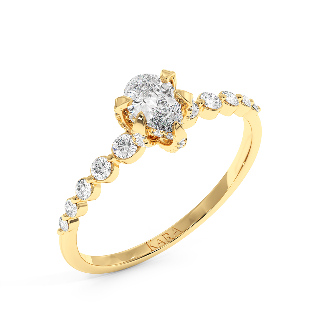 Inel de logodna cu Diamant Pear de 0.30 ct si diamante laterale de 0.28 ct