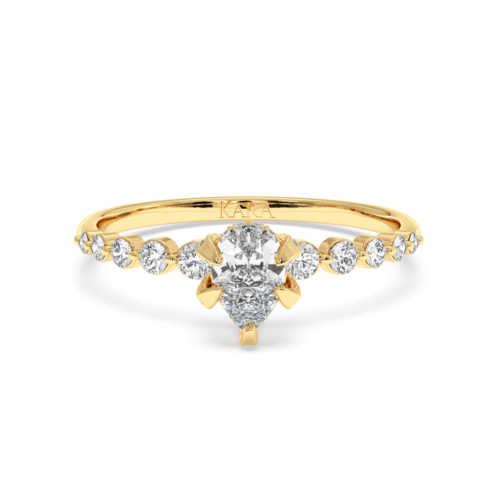 Inel de logodna cu Diamant Pear de 0.30 ct si diamante laterale de 0.28 ct