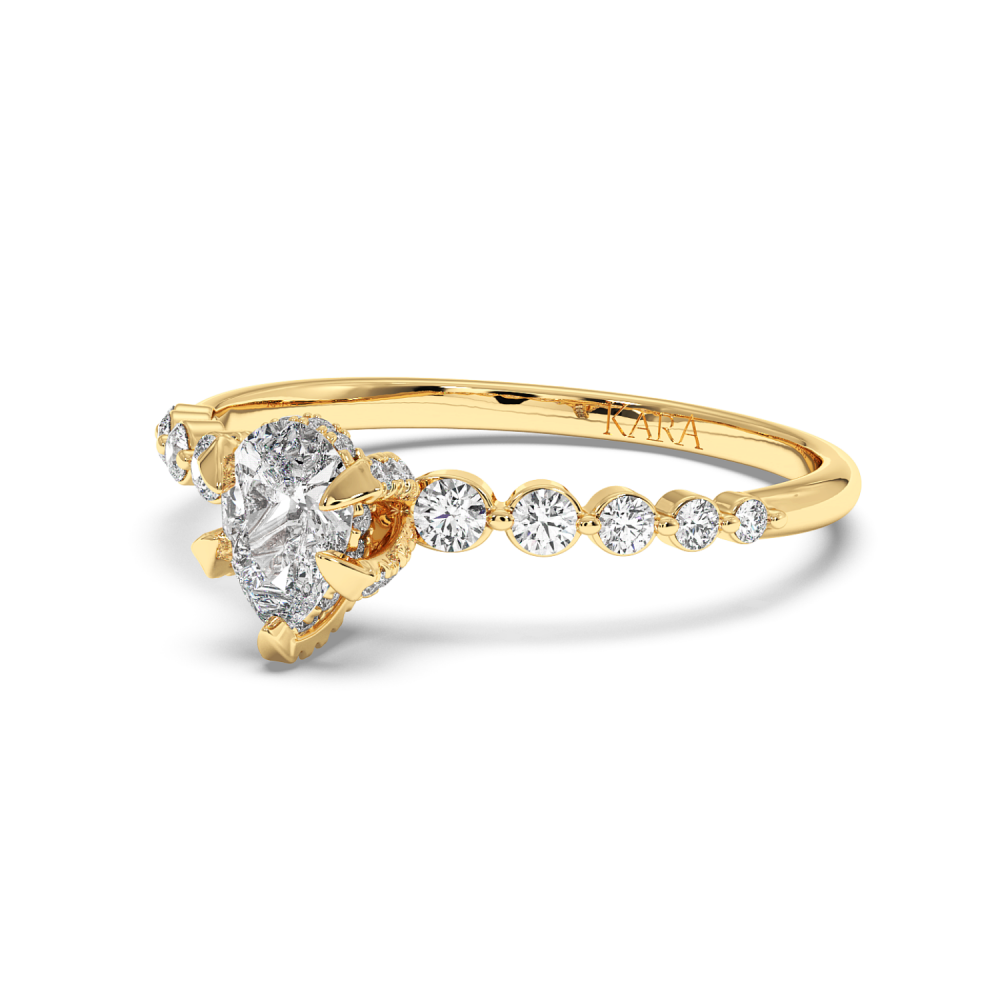 Inel de logodna cu Diamant Pear de 0.30 ct si diamante laterale de 0.28 ct