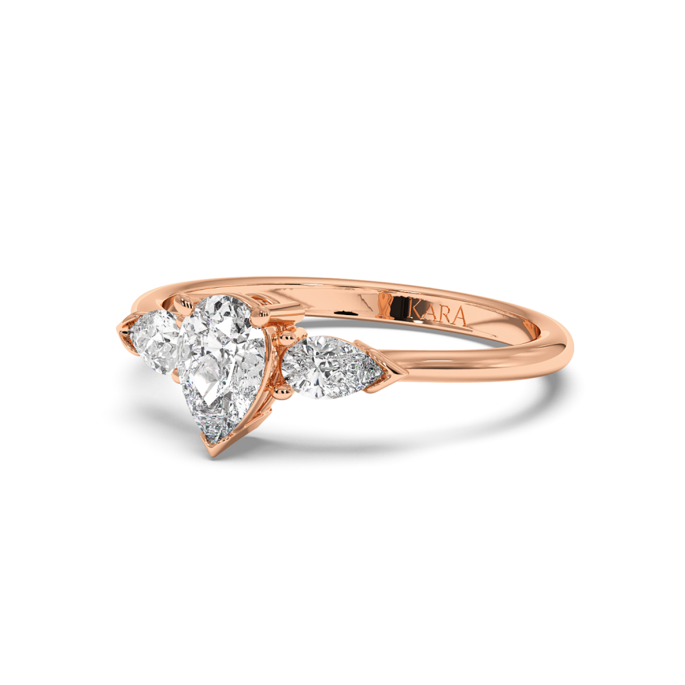 Inel de logodna cu Diamant Pear de 0.30 ct si diamante laterale Pear de 0.19 ct