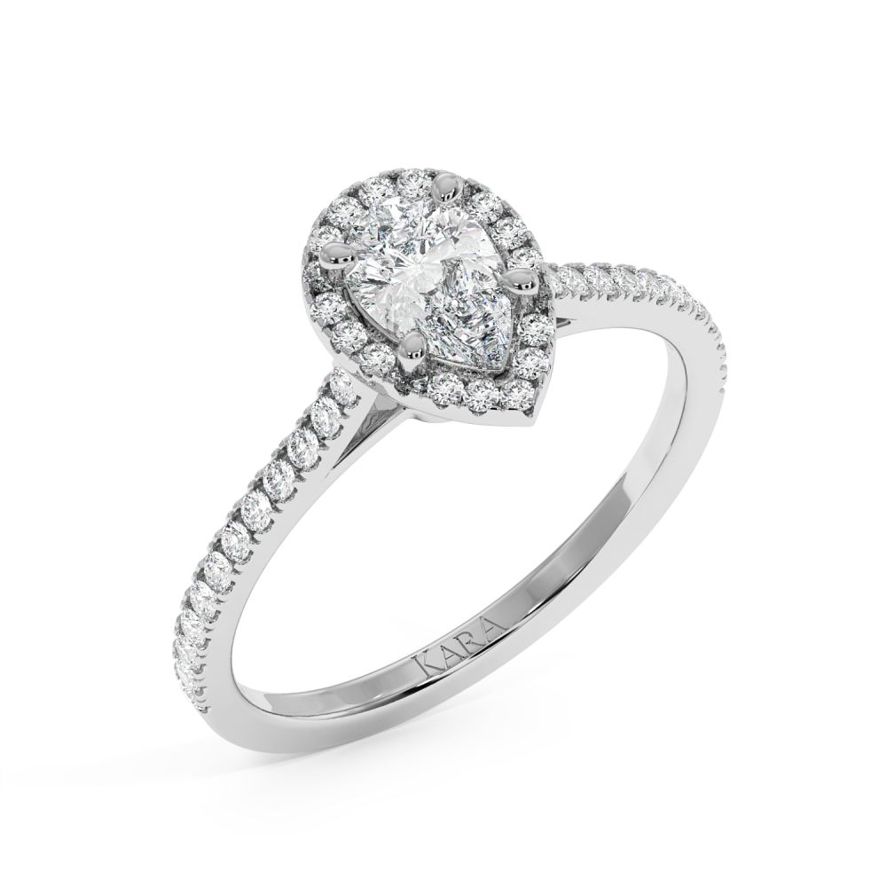 Inel de logodna cu Diamant Pear de 0.50 ct si diamante laterale de 0.23 ct