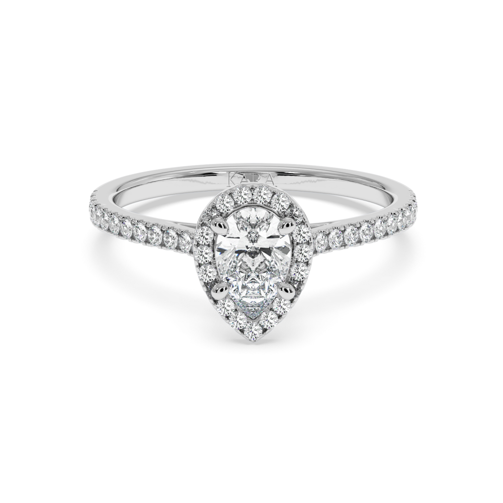 Inel de logodna cu Diamant Pear de 0.50 ct si diamante laterale de 0.23 ct