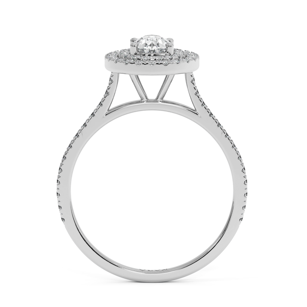 Inel de logodna cu Diamant Pear de 0.50 ct si diamante laterale de 0.34 ct