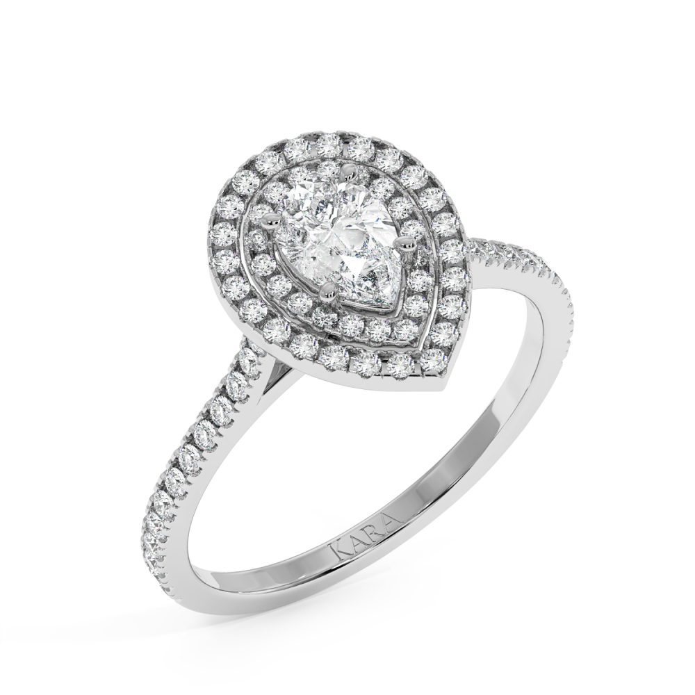 Inel de logodna cu Diamant Pear de 0.50 ct si diamante laterale de 0.34 ct