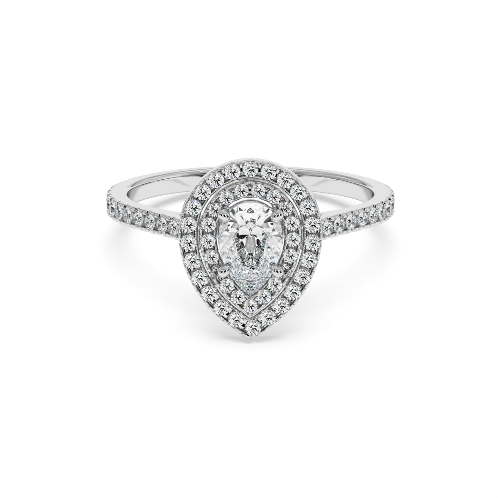 Inel de logodna cu Diamant Pear de 0.50 ct si diamante laterale de 0.34 ct