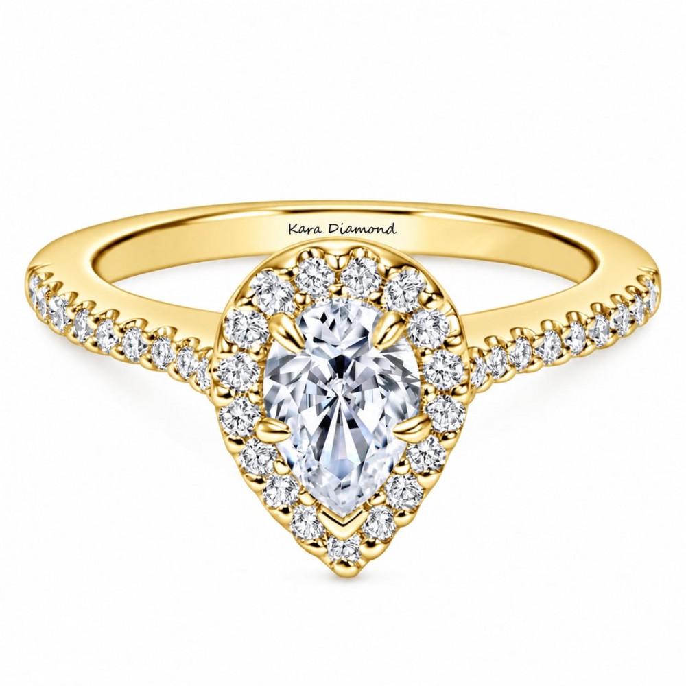 Inel de logodna cu Diamant Pear de 0.70 ct si diamante laterale de 0.40 ct