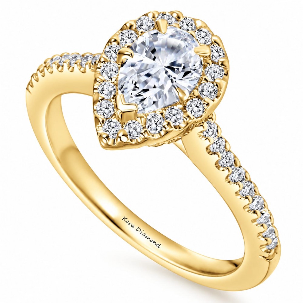 Inel de logodna cu Diamant Pear de 0.70 ct si diamante laterale de 0.40 ct