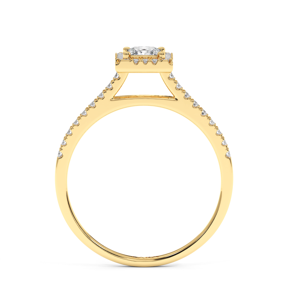 Inel de logodna cu Diamant Princess de 0.30 ct si diamante laterale de 0.17 ct