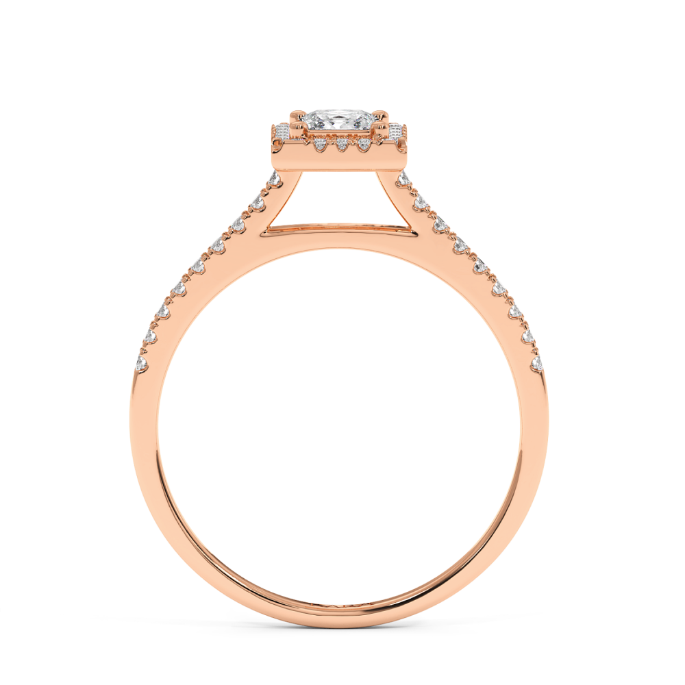 Inel de logodna cu Diamant Princess de 0.30 ct si diamante laterale de 0.17 ct