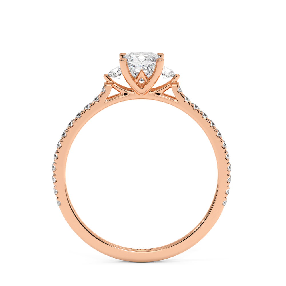 Inel de logodna cu Diamant Princess de 0.50 ct si diamante laterale de 0.23 ct