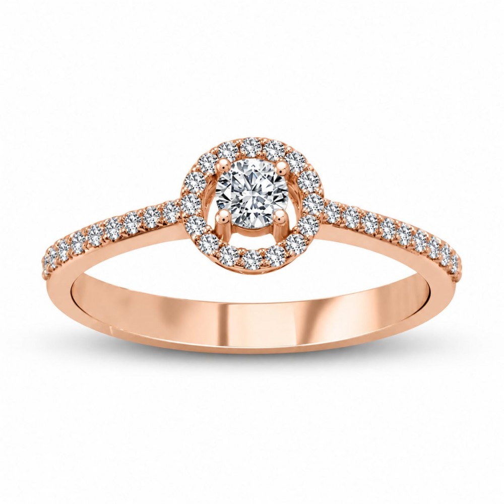 Inel de logodna cu diamante central de 0.27 ct si diamante laterale de 0.21 ct