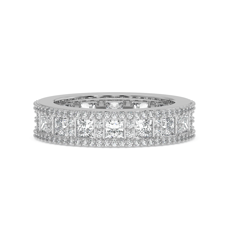 Inel/Verigheta Eternity cu Diamante Princess Cut de 2.24ct si Diamante Rotunde de 0.75ct